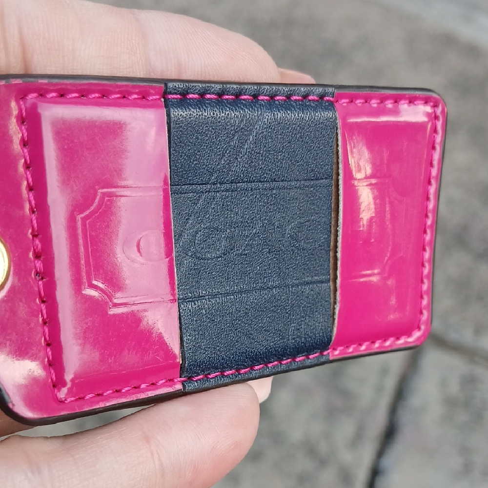 Coach Fuchsia and Navy Card Holder - Picture 3 of 7